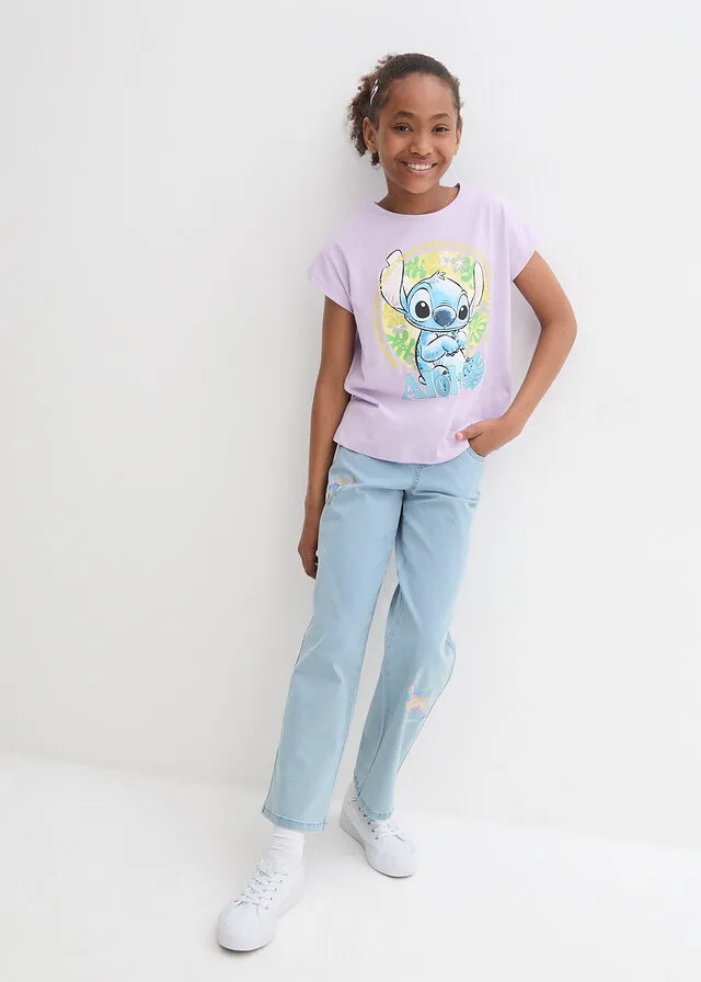Camiseta de Stitch para niñas de algodón orgánico púrpura