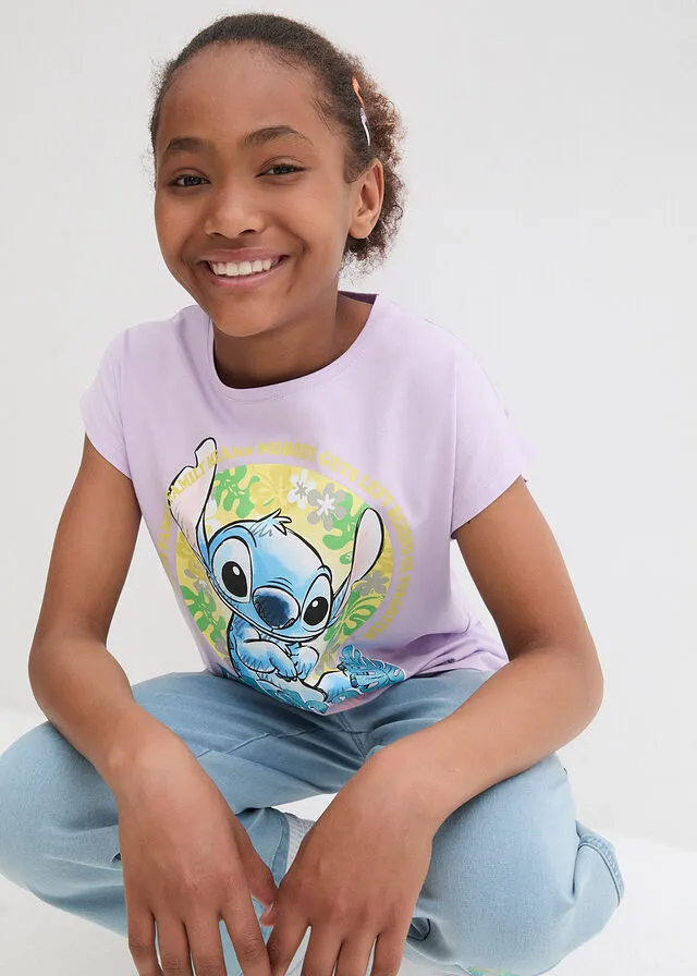 Camiseta de Stitch para niñas de algodón orgánico púrpura