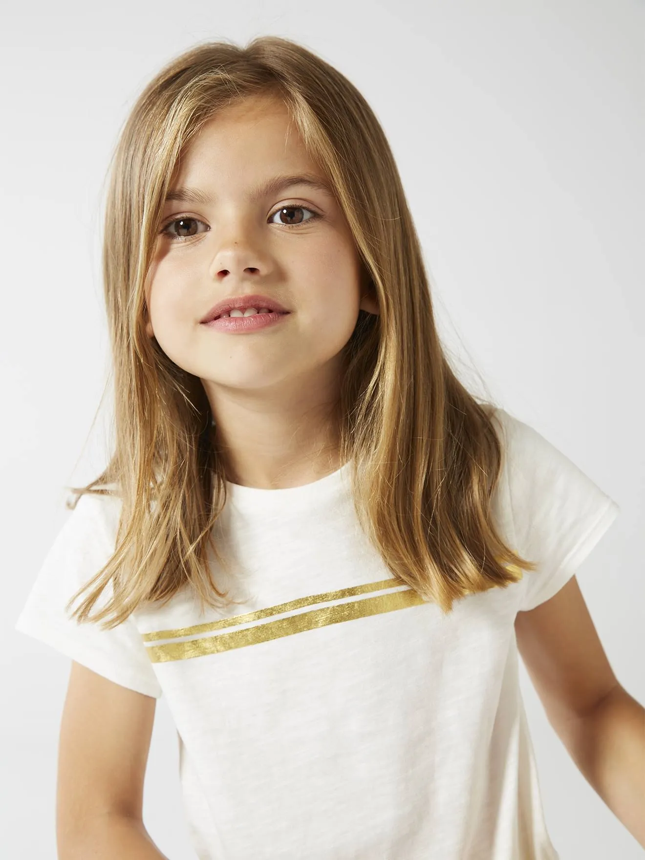 Camiseta deportiva a rayas irisadas, para niña