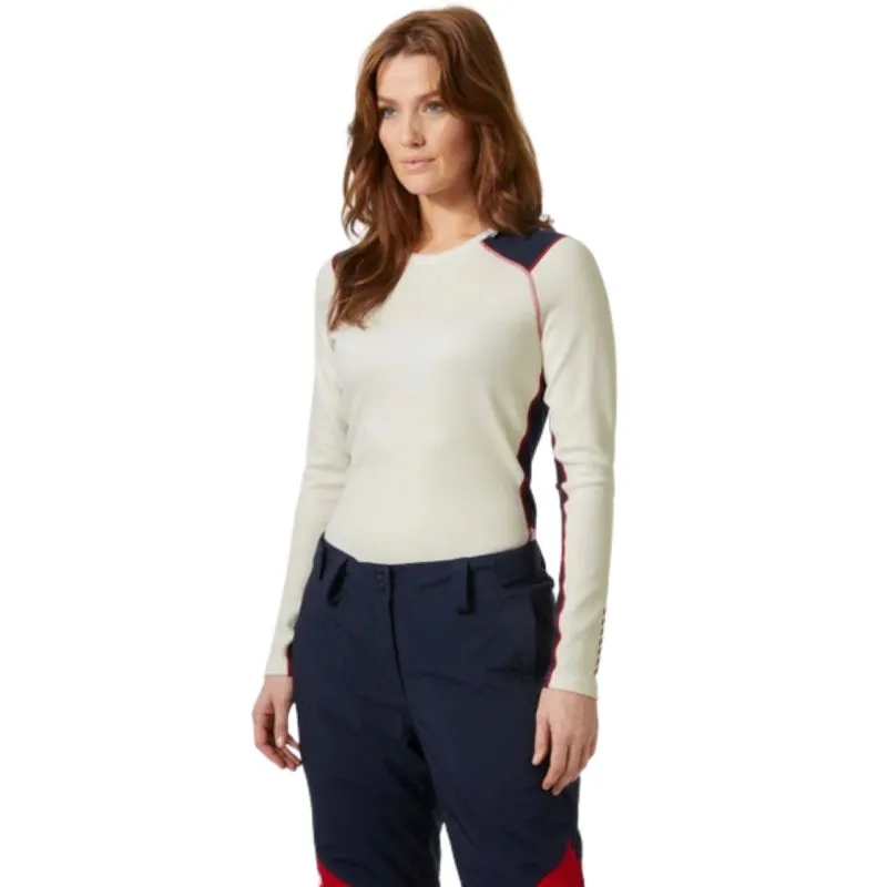 Camiseta Helly Hansen Lifa Merino Midweight Crew (Offwhite) Mujer