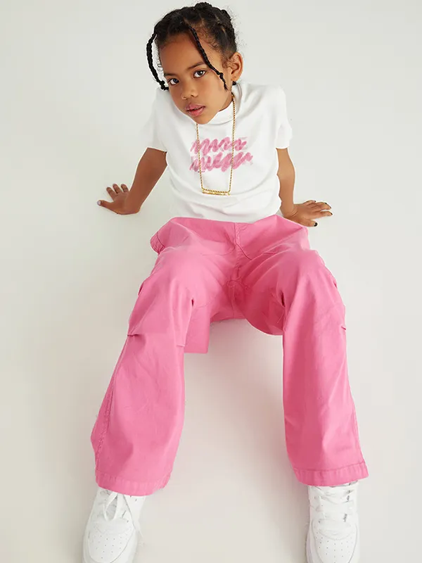 Camiseta holgada plisada para adolescentes con estampado de letras para niños y niñas