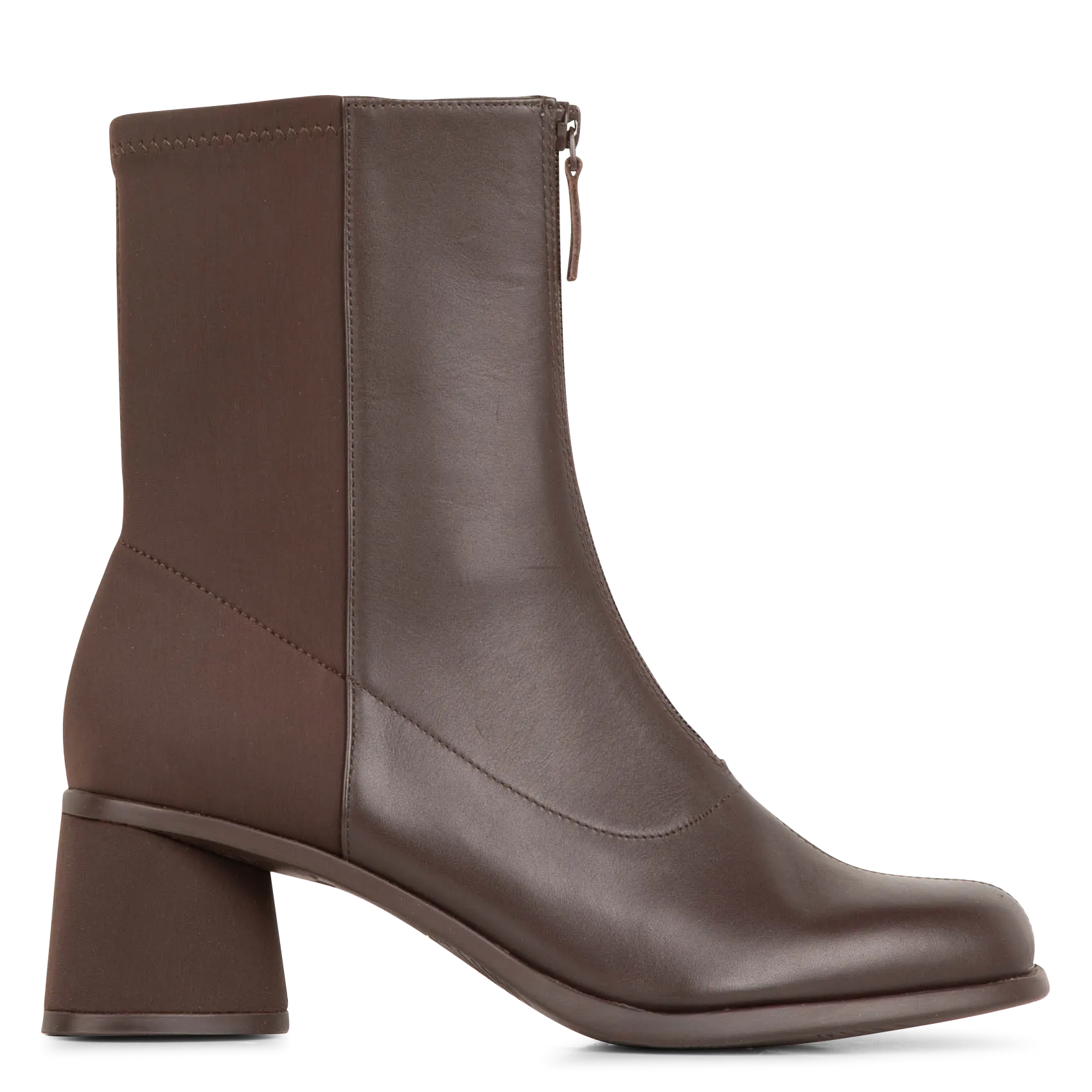 CAMPER KIARA  BOTINES DE CUERO CON CREMALLERA EN MARRON