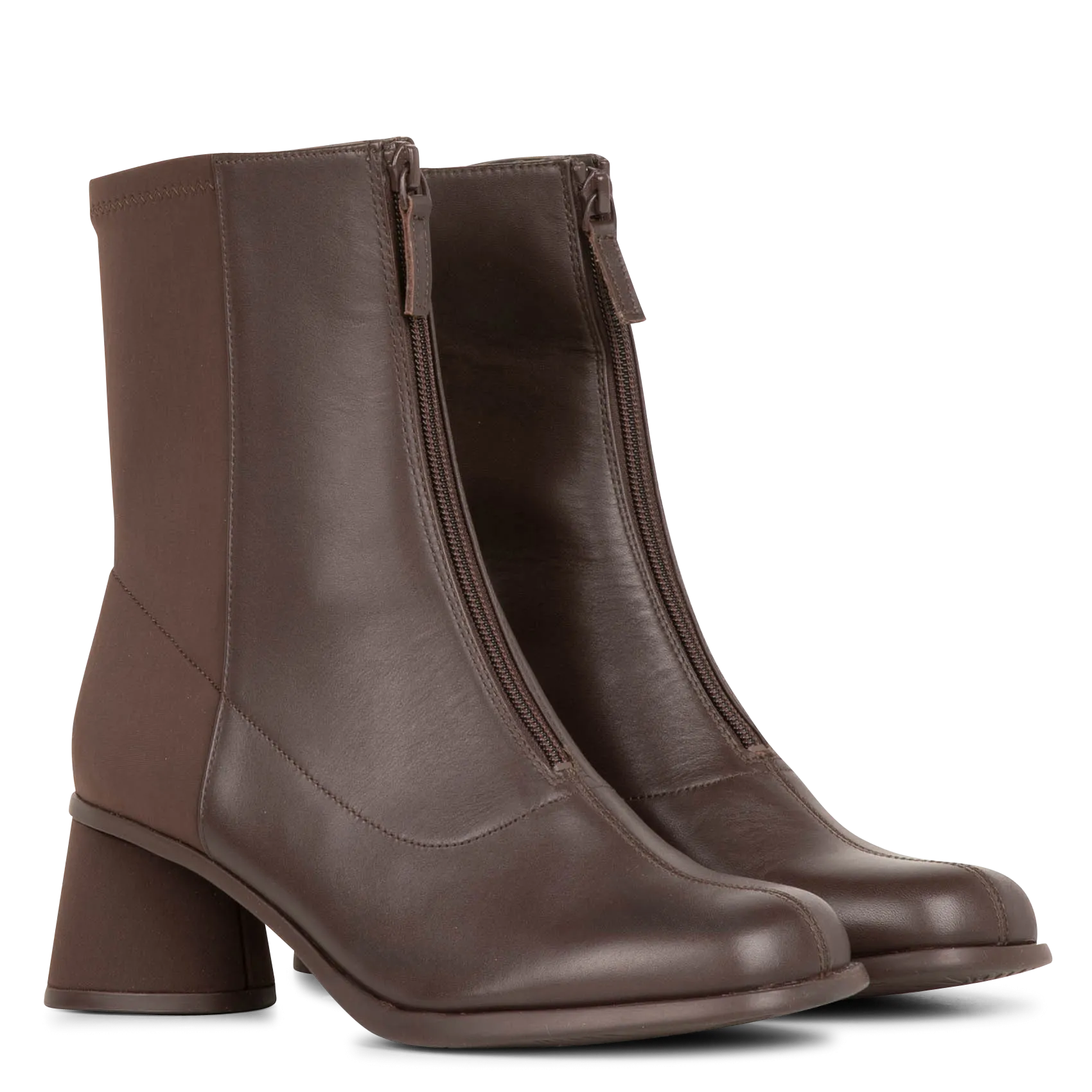 CAMPER KIARA  BOTINES DE CUERO CON CREMALLERA EN MARRON