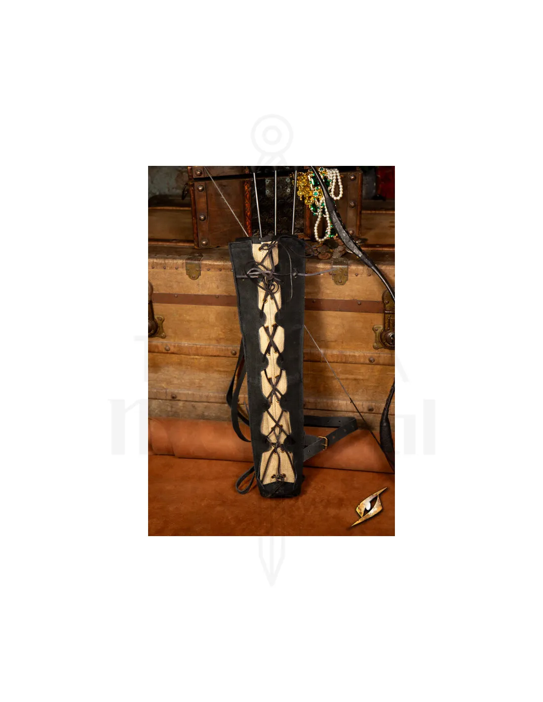 CARCAJ IMPERAL QUIVER EN PIEL  NEGRA