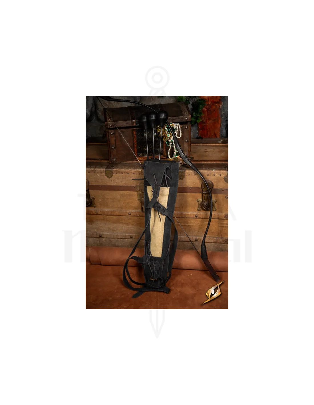 CARCAJ IMPERAL QUIVER EN PIEL  NEGRA
