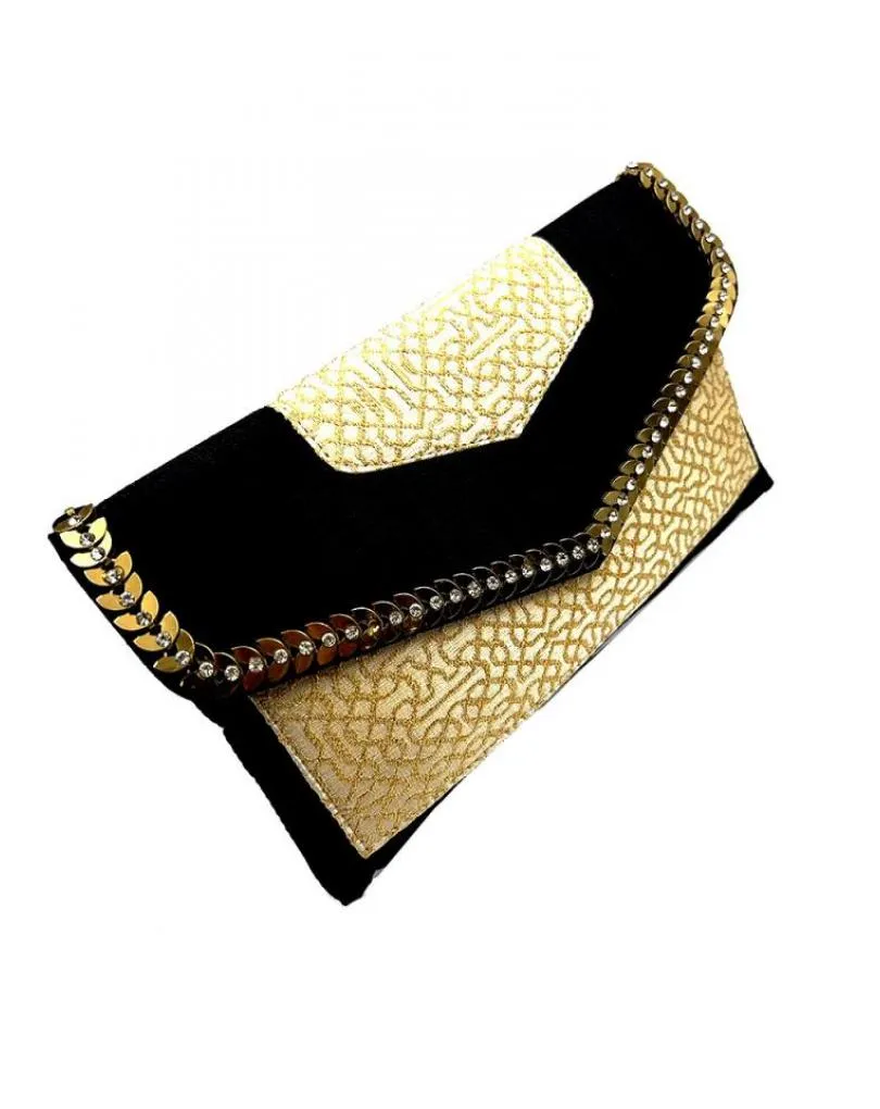 CARTERAS ELEGANTES NEGRAS Y DORADAS PARA LUCIR PERFECTA EN BODAS
