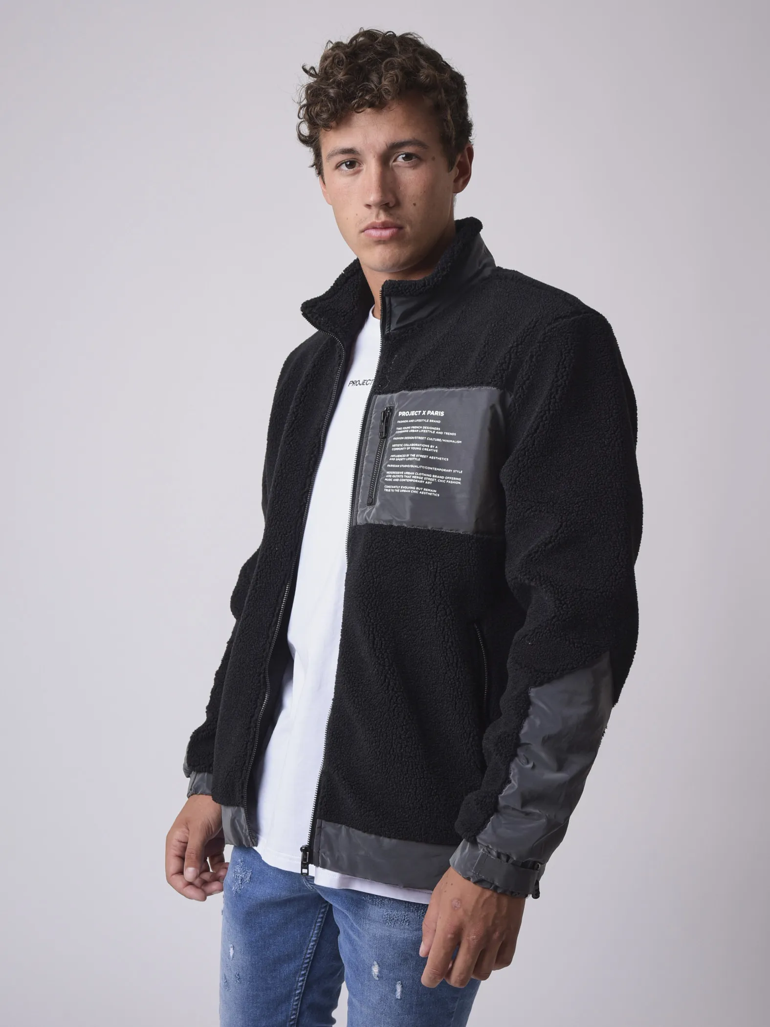 Chaqueta de lana efecto borreguillo