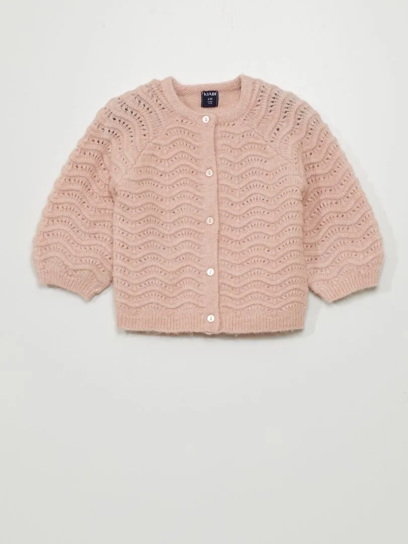 CHAQUETA DE PUNTO DE FANTASíA  ROSA