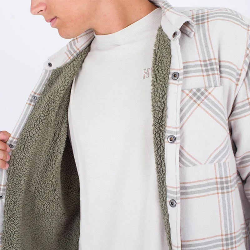 Chaqueta Hurley: Portland Sherpa Lined Flannel (Bone)