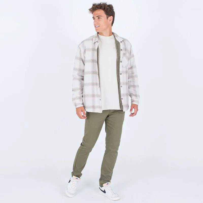 Chaqueta Hurley: Portland Sherpa Lined Flannel (Bone)