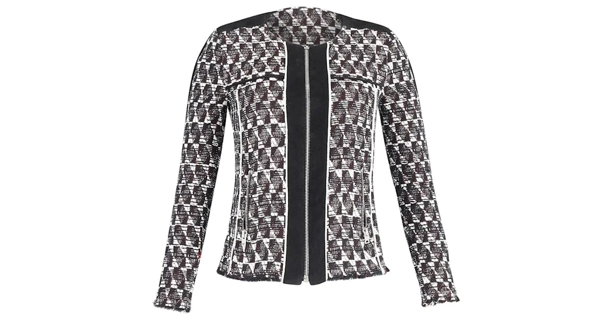 Chaqueta Iro Kamber Tweed de algodón blanco y negro 
