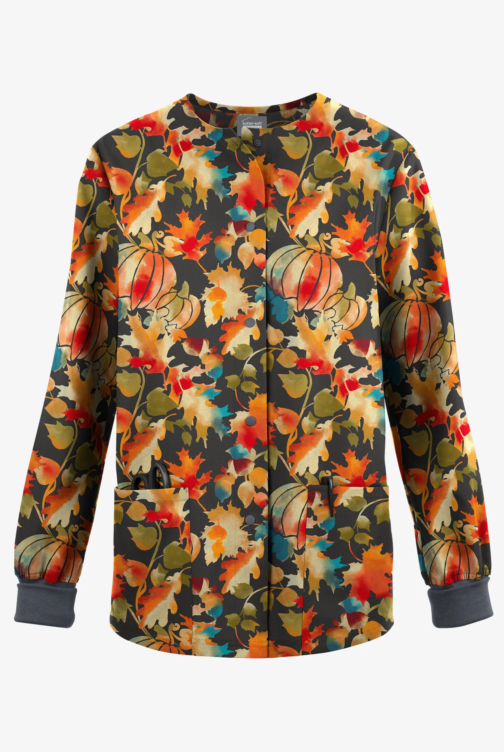 CHAQUETA M&EACUTE;DICA ABRIGADA ESTAMPADA BUTTERSOFT ORIGINALS HARVEST DELIGHT PEWTER PARA MUJER