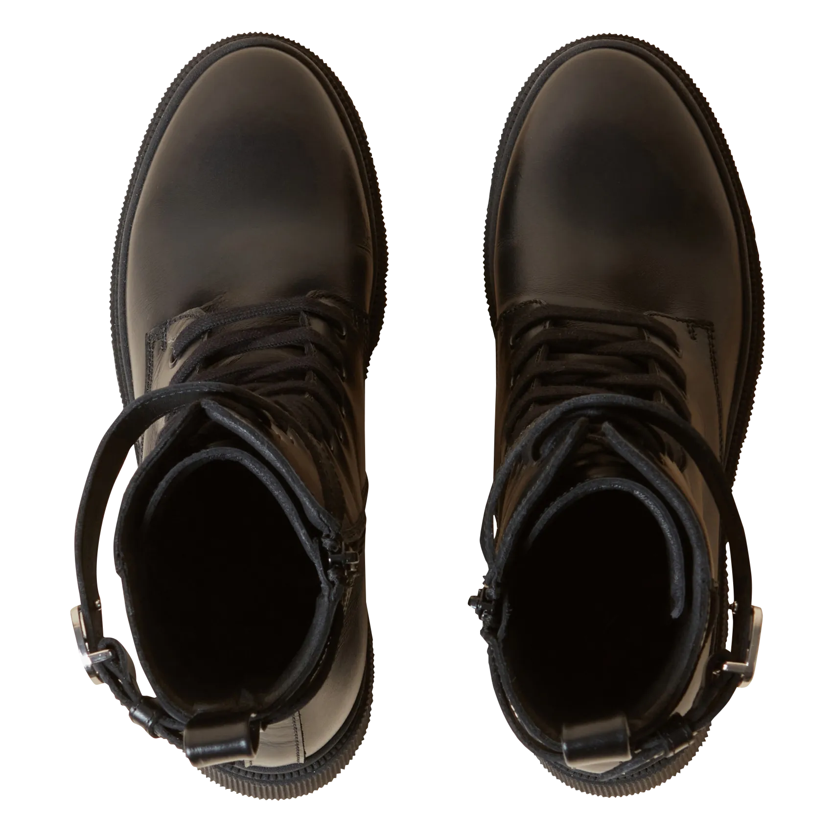 CLAUDIE PIERLOT Botas altas estilo militar de cuero en negro