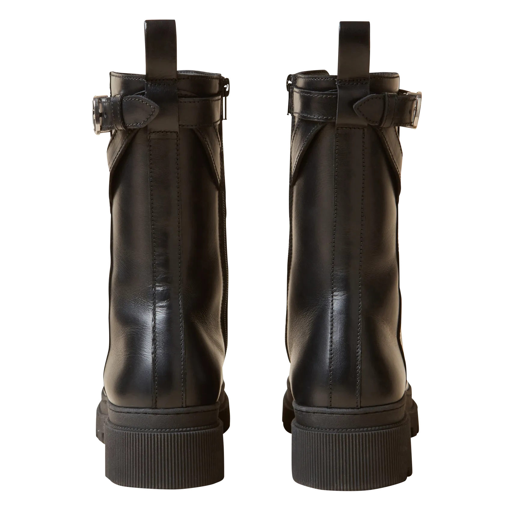 CLAUDIE PIERLOT Botas altas estilo militar de cuero en negro