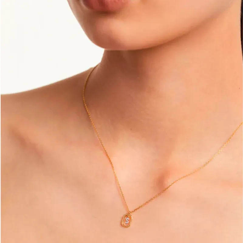 COLLAR PDPAOLA LETRA S MUJER PLATA BAñO ORO CO01530U
