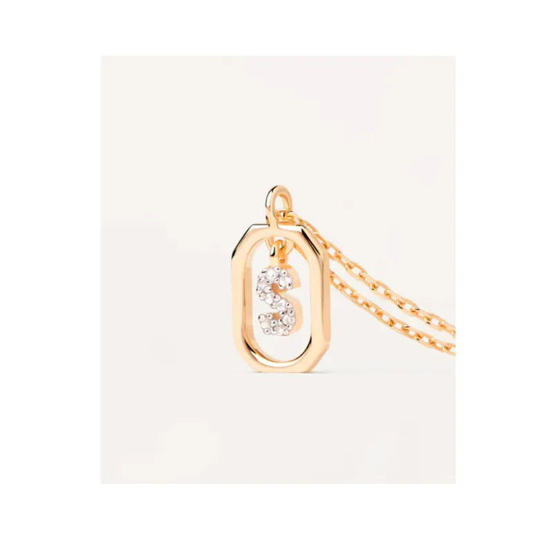 COLLAR PDPAOLA LETRA S MUJER PLATA BAñO ORO CO01530U
