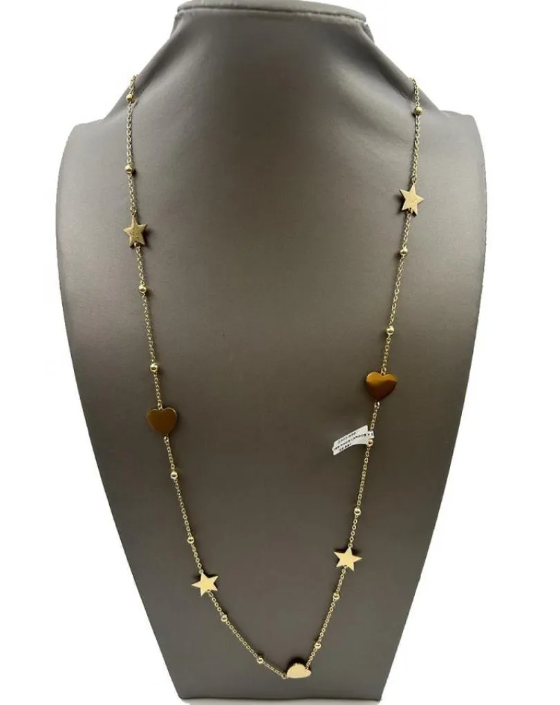 COLLARES  DE CADENA FINA,  LARGOS Y ELEGANTES MUJER CON ESTRELLAS CORAZONES