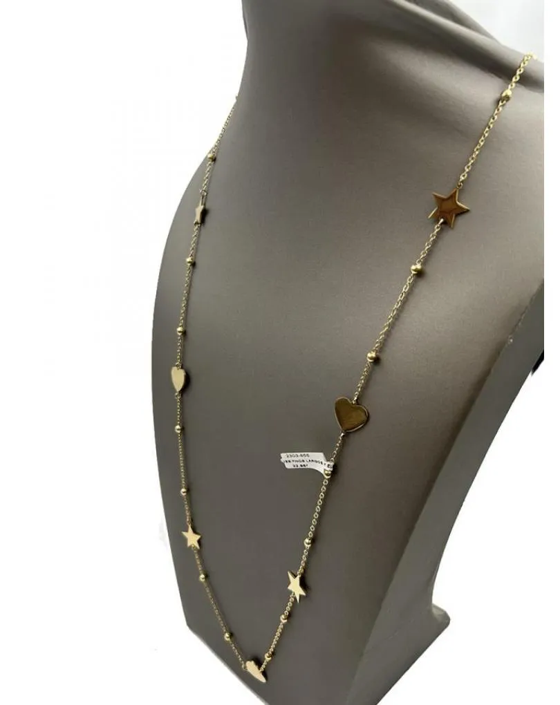 COLLARES  DE CADENA FINA,  LARGOS Y ELEGANTES MUJER CON ESTRELLAS CORAZONES