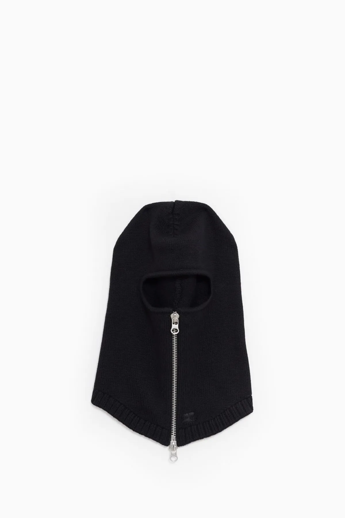 COURREGES BLACK ZIPPED WOOL BALACLAVA