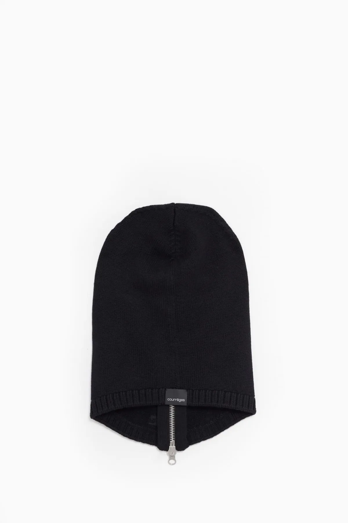 COURREGES BLACK ZIPPED WOOL BALACLAVA