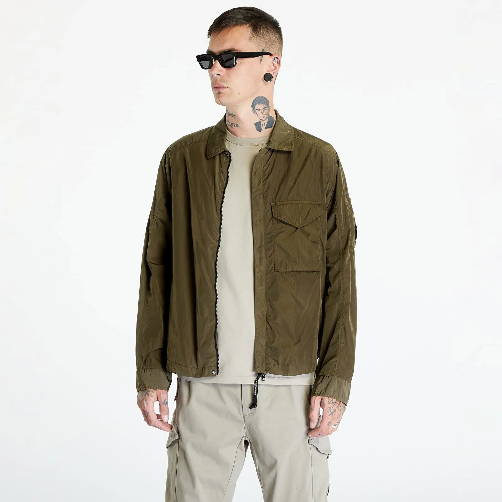 C.P. COMPANY CHROMER ZIPPED OVERSHIRT IVY GREEN