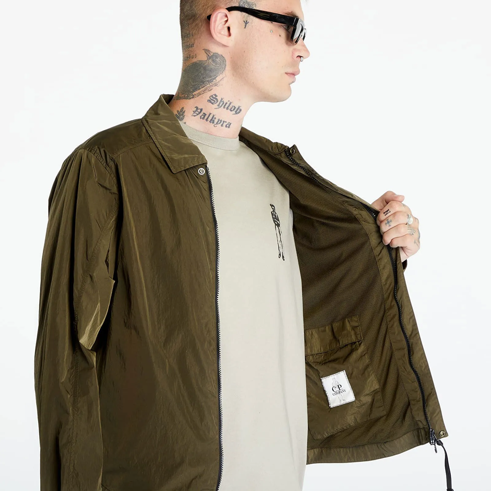 C.P. COMPANY CHROMER ZIPPED OVERSHIRT IVY GREEN