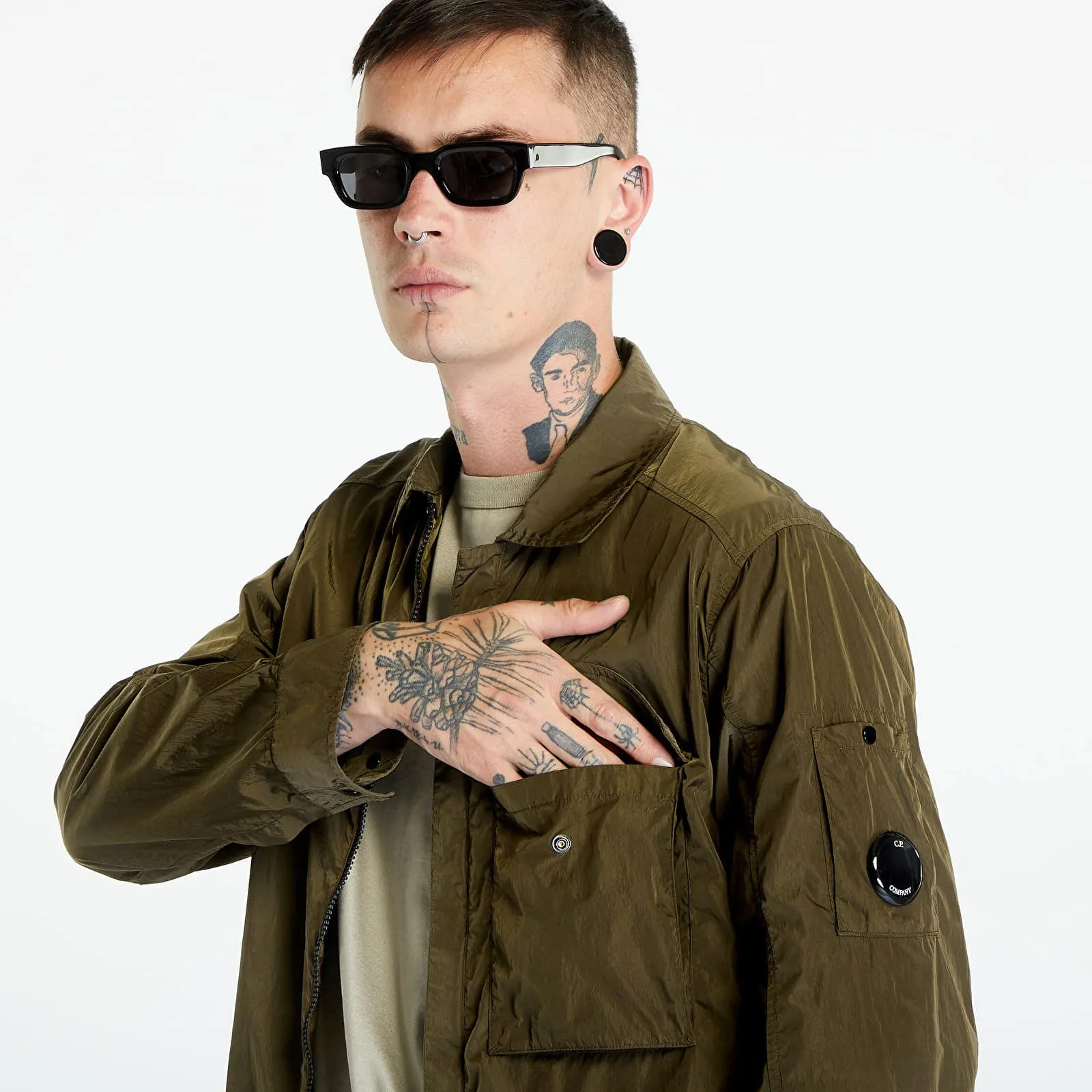 C.P. COMPANY CHROMER ZIPPED OVERSHIRT IVY GREEN