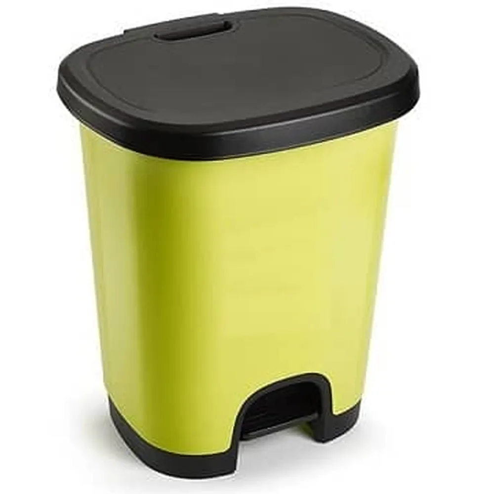 Cubo Basura Plastico Apertura Pedal Moderno 27 Litros Verde