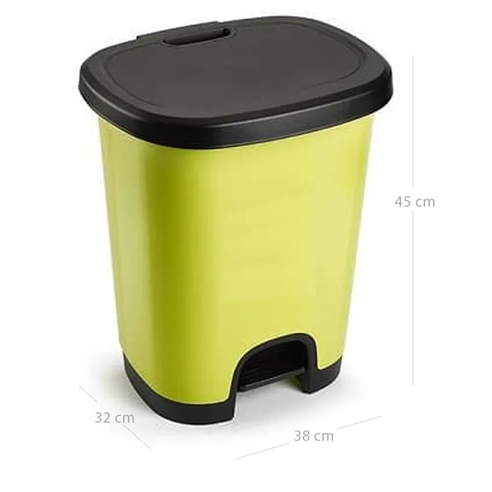 Cubo Basura Plastico Apertura Pedal Moderno 27 Litros Verde