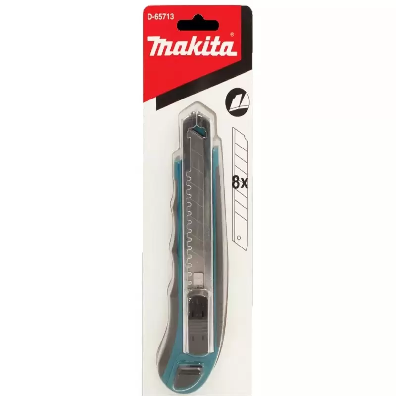 CUCHILLO CARTONERO CUTTER MAKITA CON 8 HOJAS RETRACTILES D65713