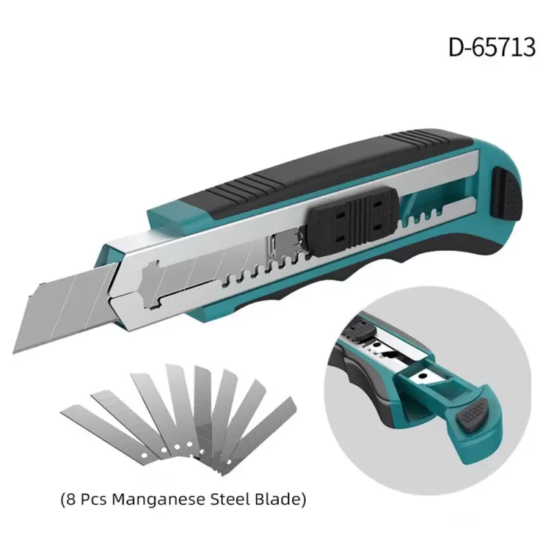 CUCHILLO CARTONERO CUTTER MAKITA CON 8 HOJAS RETRACTILES D65713