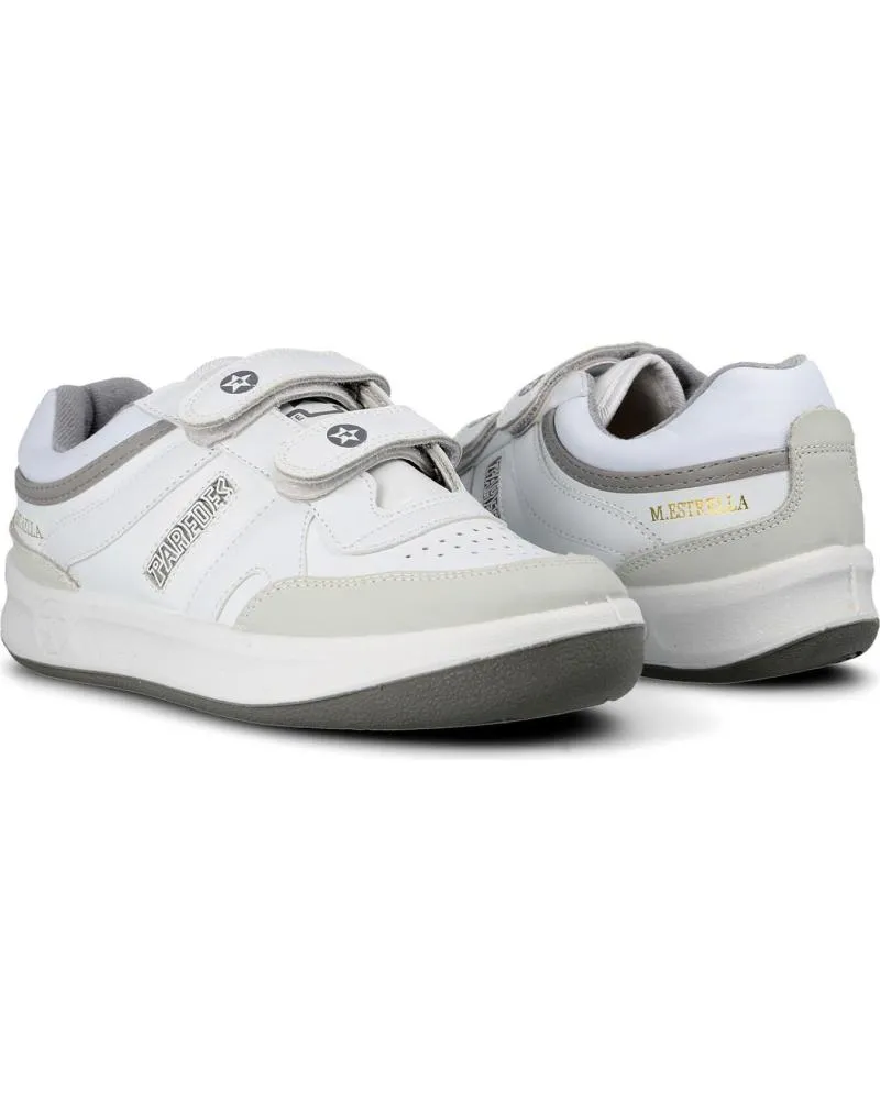 Deportivas de Mujer y Niño PAREDES ESTRELLA VELCRO BLANCO