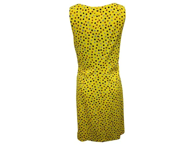 Diane Von Furstenberg Vestido sin mangas con lunares en seda amarilla Amarillo 