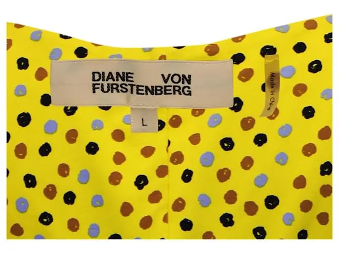 Diane Von Furstenberg Vestido sin mangas con lunares en seda amarilla Amarillo 