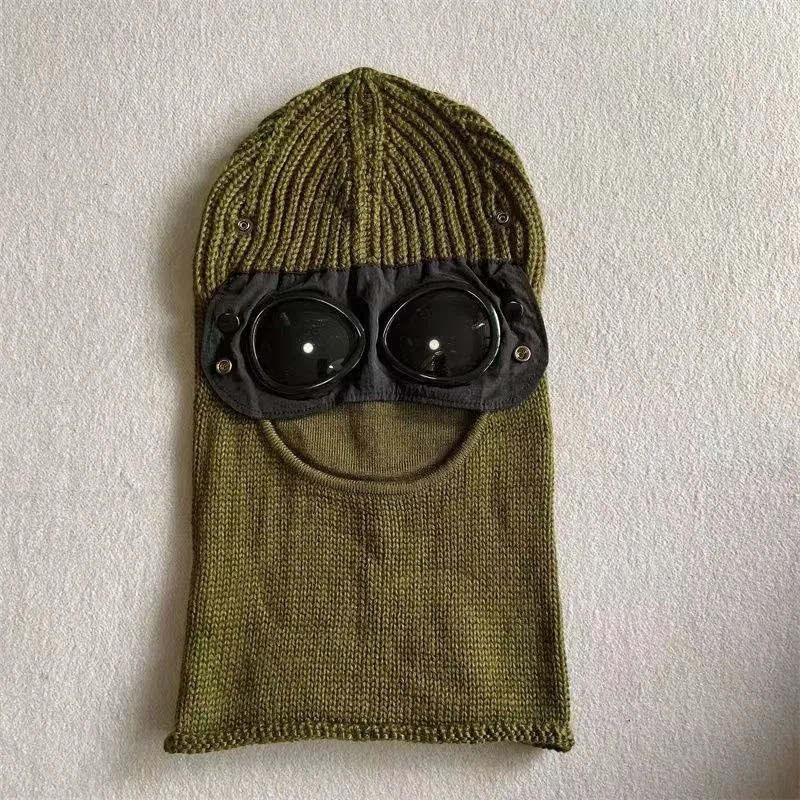 Diseñador Dos vasos Goggles Gaijas Hombres Caballeros de calavera de tejido Mujeres al aire libre Uniesex Beanie de invierno Gon