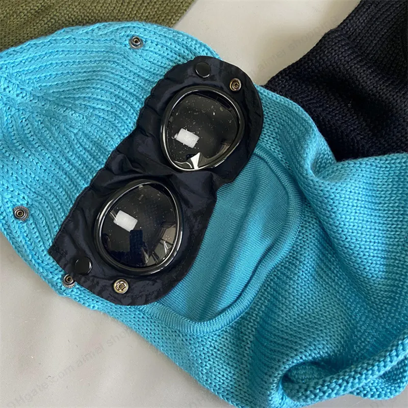 Diseñador Dos vasos Goggles Gaijas Hombres Caballeros de calavera de tejido Mujeres al aire libre Uniesex Beanie de invierno Gon