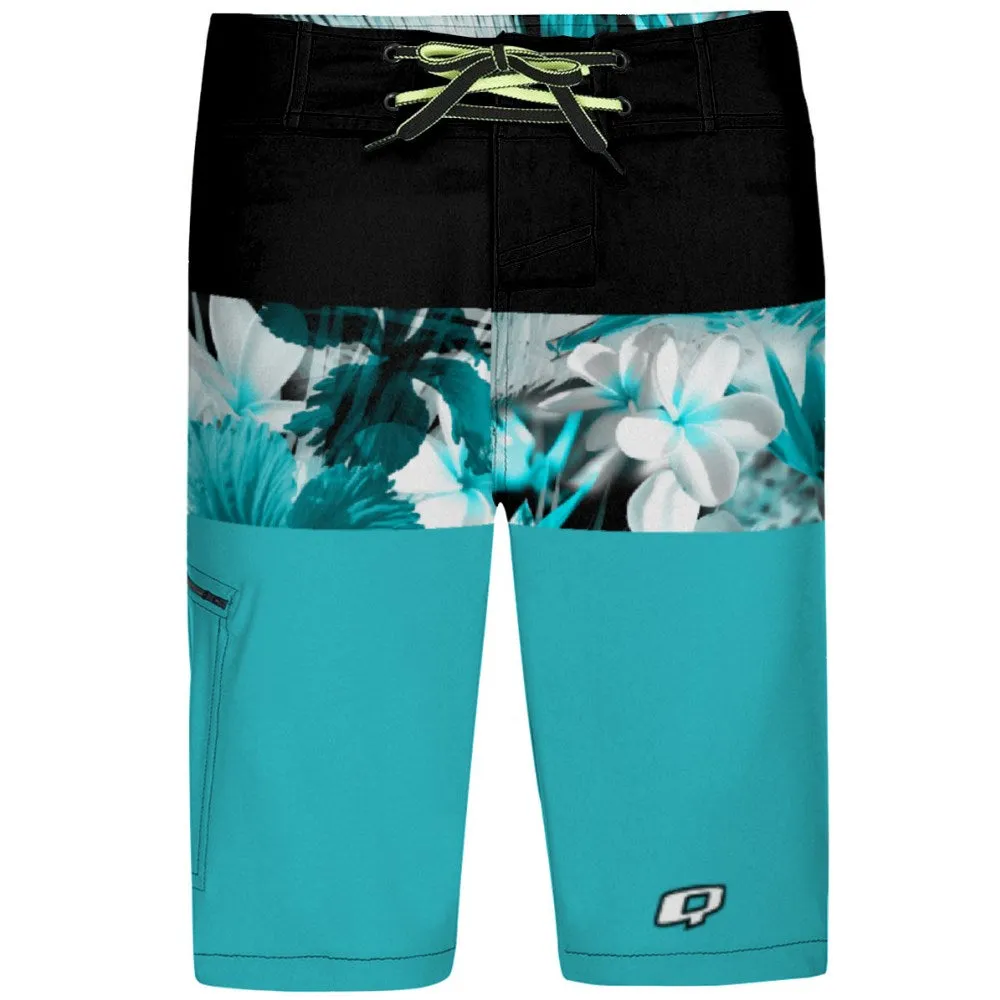ELECTRIC BLUE PLUMERIA  BOARD SHORTS