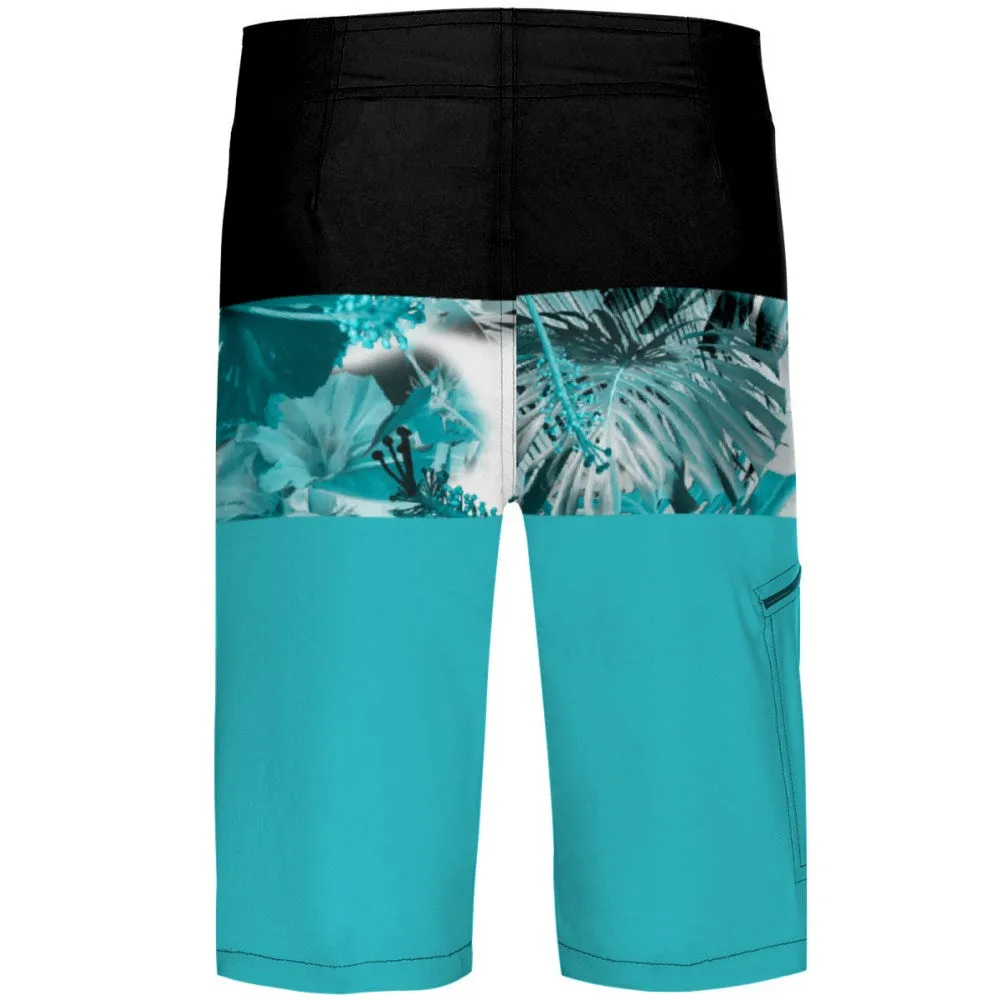ELECTRIC BLUE PLUMERIA  BOARD SHORTS