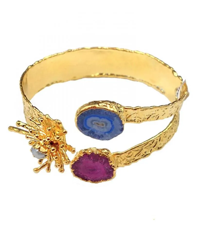 ELEGANTES PULSERAS PARA BODAS CON PIEDRAS AZULES Y BUGAMBILIAS