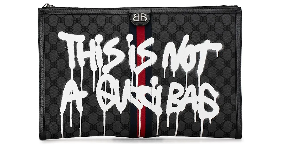 Embrague Balenciaga The Hacker Project BB Supreme Graffiti Ophidia negro 