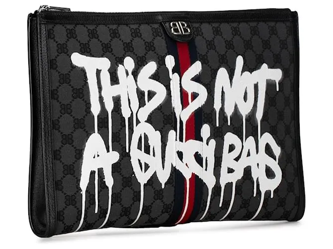 Embrague Balenciaga The Hacker Project BB Supreme Graffiti Ophidia negro 