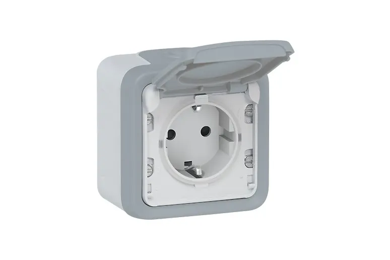 ENCHUFE BASE EXTERIOR ESTANCO GRIS 20100