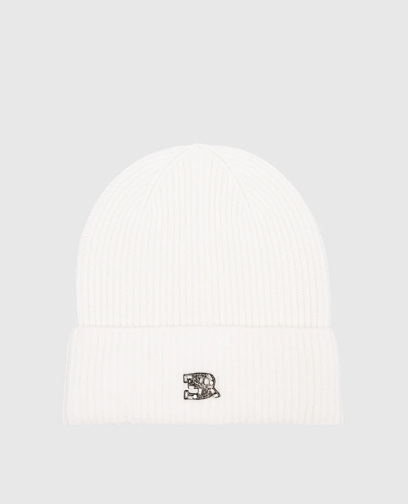 Ermanno Scervino White cashmere cap with logo patch