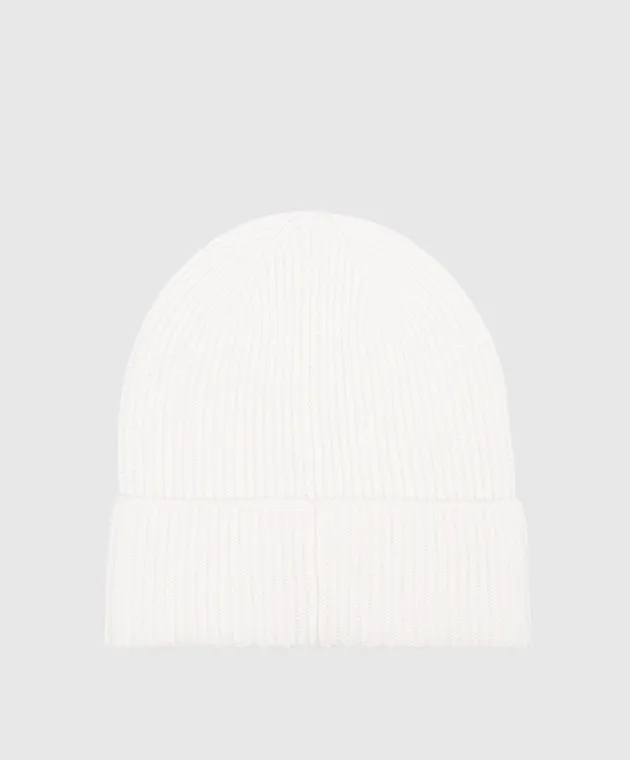 Ermanno Scervino White cashmere cap with logo patch