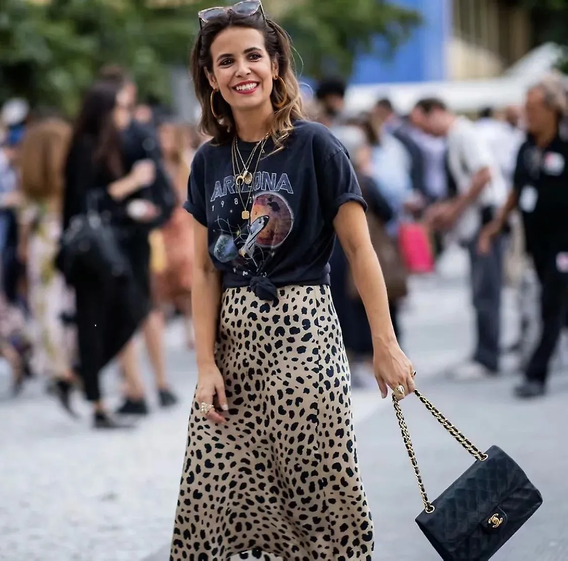 Falda de leopardo para mujer de cintura media de cintura alta de satén de seda faldas de guepardo elásticoTALLA L