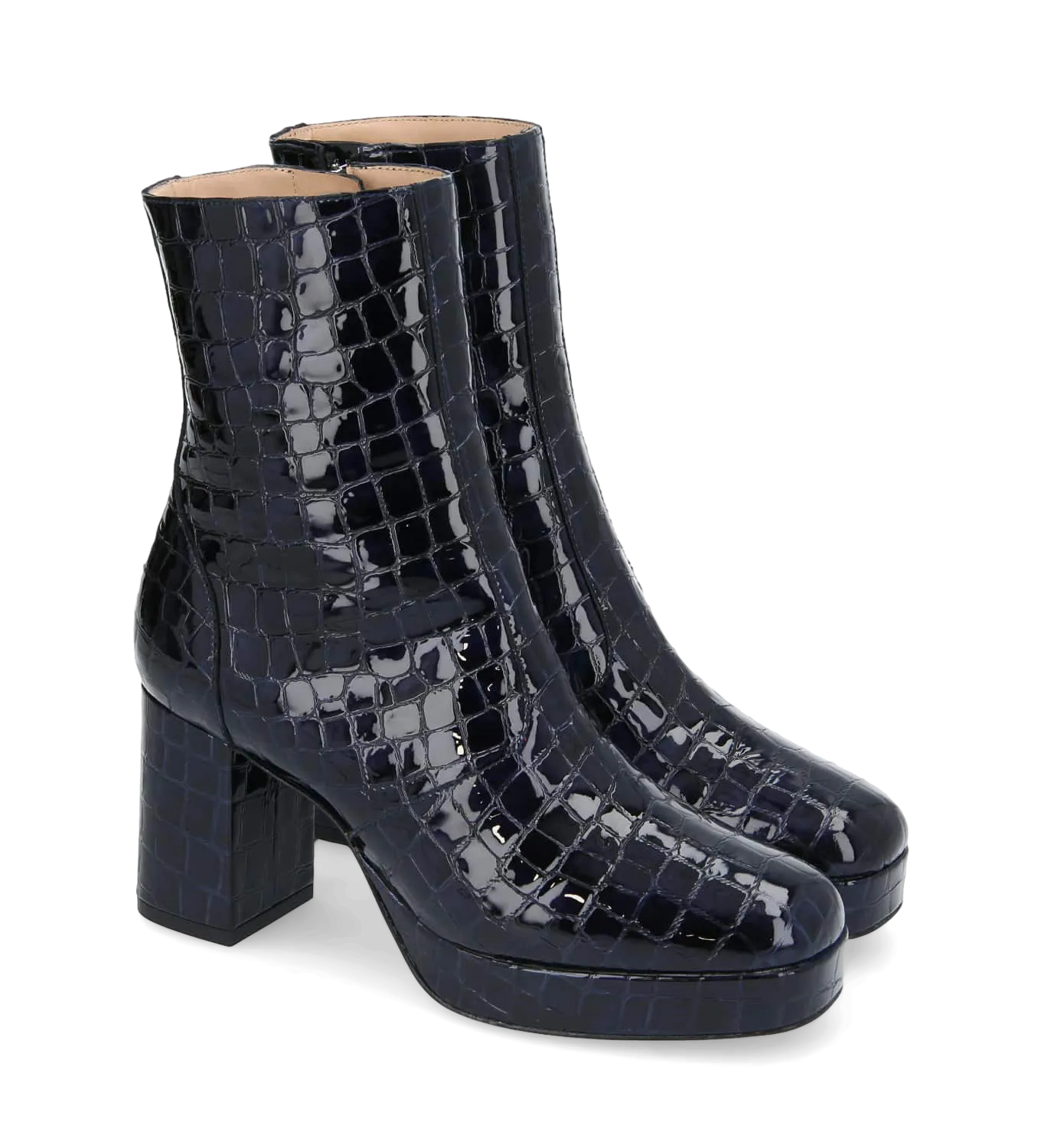 FREE LANCE CARLOTTA  BOTINES DE CUERO GRABADO EN RELIEVE DE COCODRILO EN NEGRO