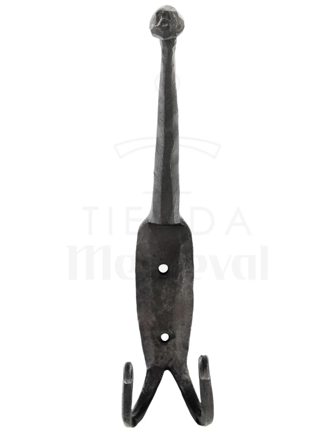 Gancho medieval de hierro forjado para 2 abrigos (17 cm.)