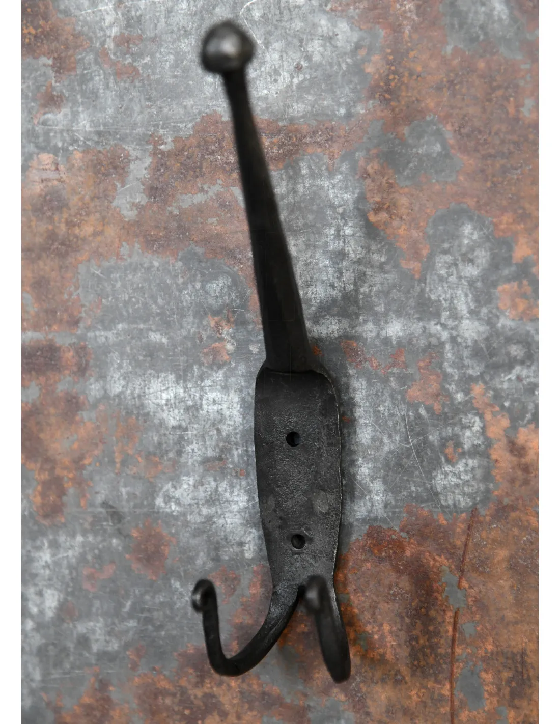 Gancho medieval de hierro forjado para 2 abrigos (17 cm.)