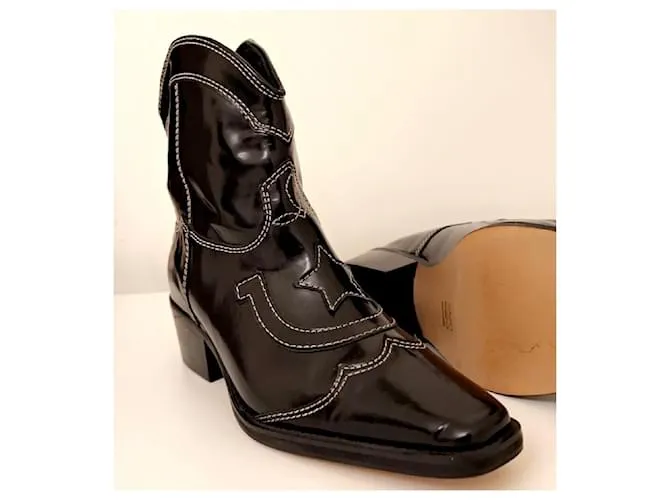 GANNI Meg negro 50 Botines de cuero 