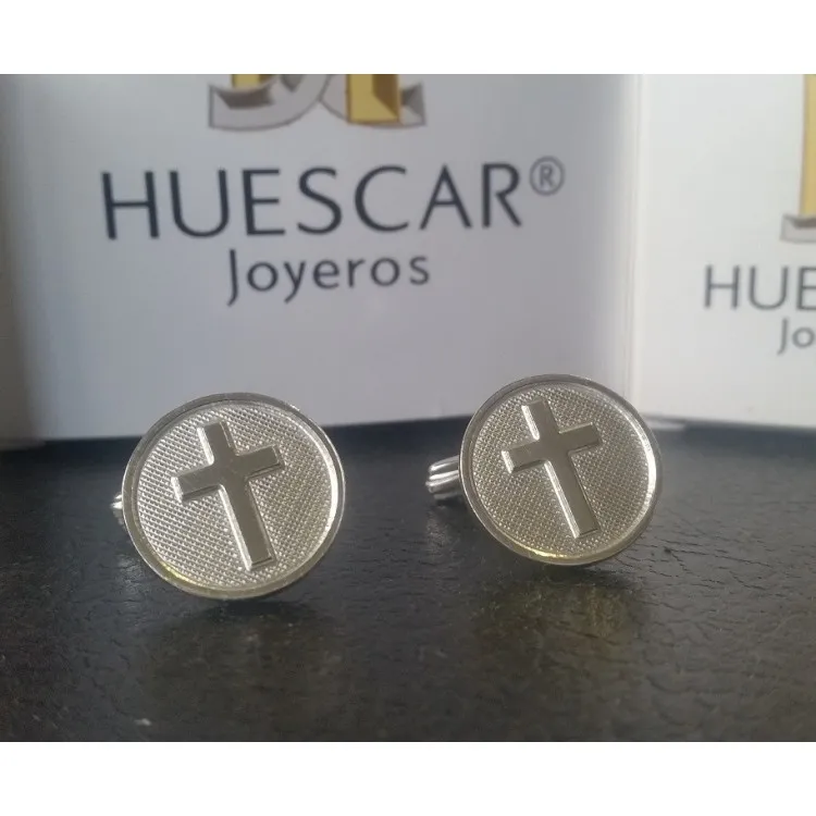 Gemelos personalizados con símbolos, emblemas o  logos en relieve plata de ley